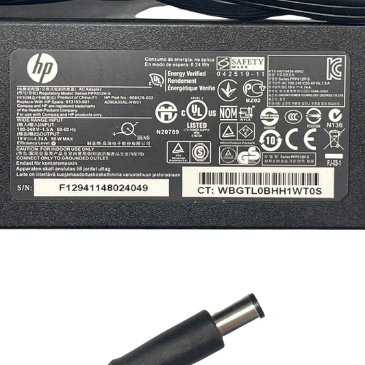 Cargador HP 90W 608428-002 | Compatible con ProBook, Pavilion, Presario y EliteBook